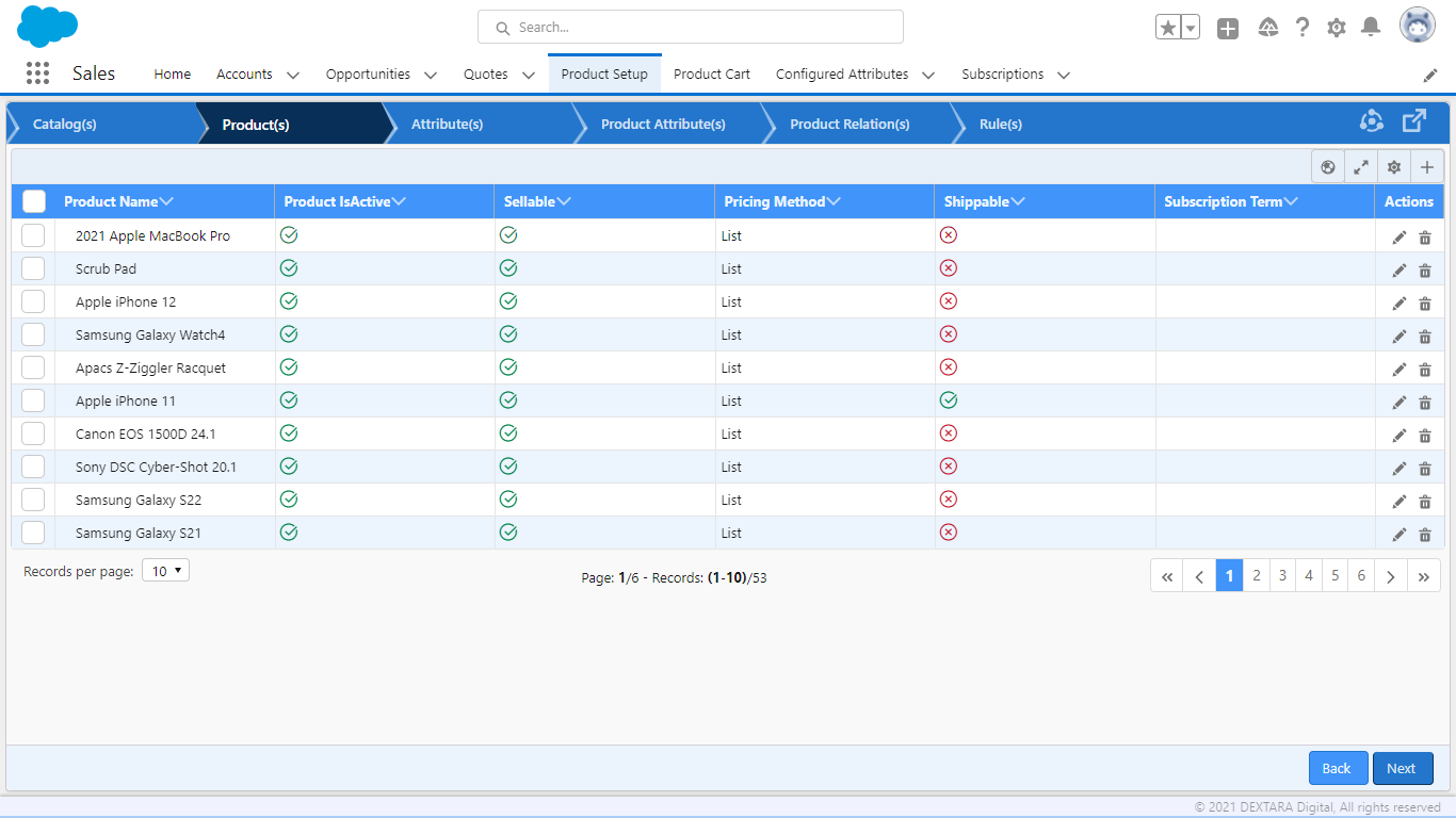 screenshot of Dextara CPQ